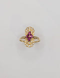 Bague Marquise, Rubis et Diamants, Or Jaune 18 carats