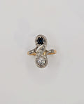 Bague "Toi et Moi" Belle Époque, Saphir et Diamant, Or 18 carats