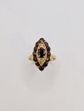 Bague Marquise en Or jaune et Grenats