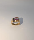 Bague Tank en Or Jaune 18k Rubis et Diamants