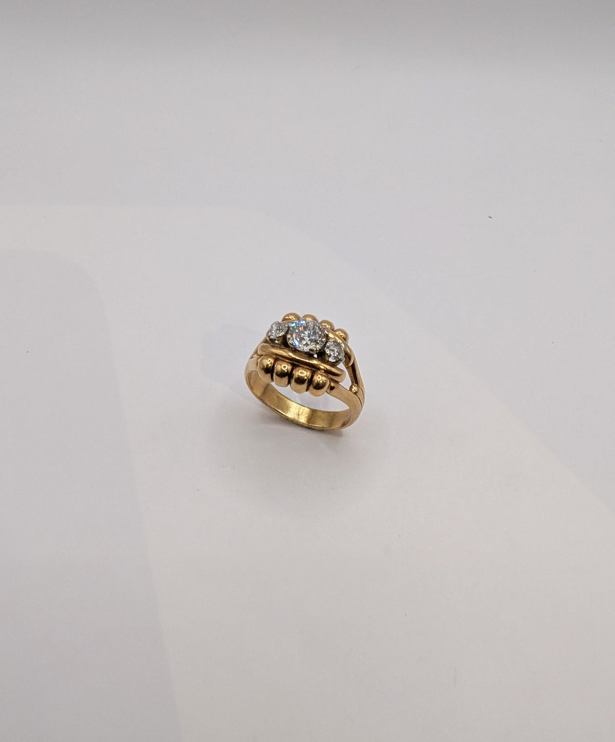Bague Trilogie Or Jaune 18k Diamants Anciens