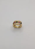 Bague bandeau en Or, Diamants, Saphirs, Rubis, Emeraude