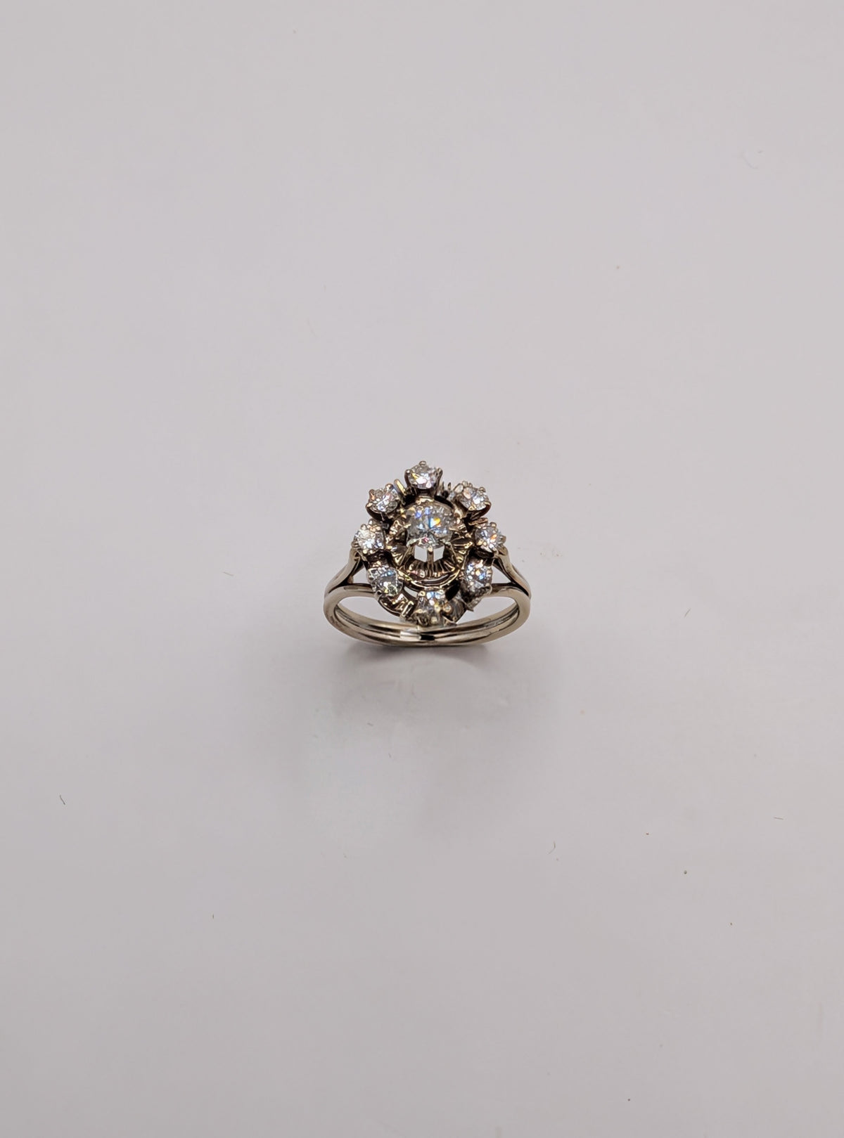 Bague fleur Or Blanc 18k et Diamants