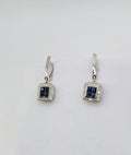 Boucles d'Oreilles Or Blanc 18k Saphirs et Diamants