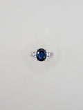 Bague en Or Blanc 18k Saphir et Diamants Baguette