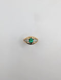 Bague Or 18k Emeraude & Diamants Taille Ancienne