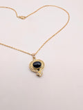 Collier Or 18k Saphir cabochon et Diamants